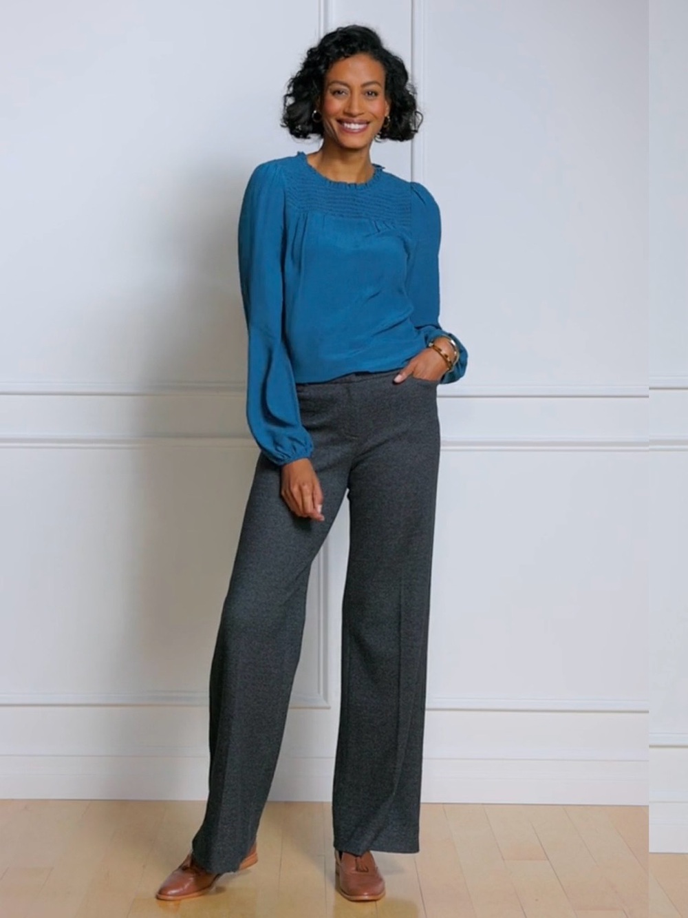 Talbots Modern Knit Wide Leg Pants Charcoal Gray Women’s Size 12